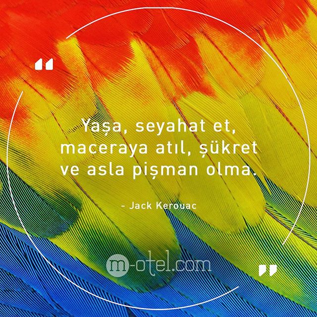 Yaşa, seyahat et, maceraya atıl, şükret ve asla pişman olma.
Jack Kerouac
